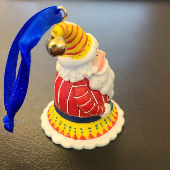 Avon Santa Tune Christmas Ornament Bell 1998 Hand Painted Ceramic EUC - Picture 2 of 6